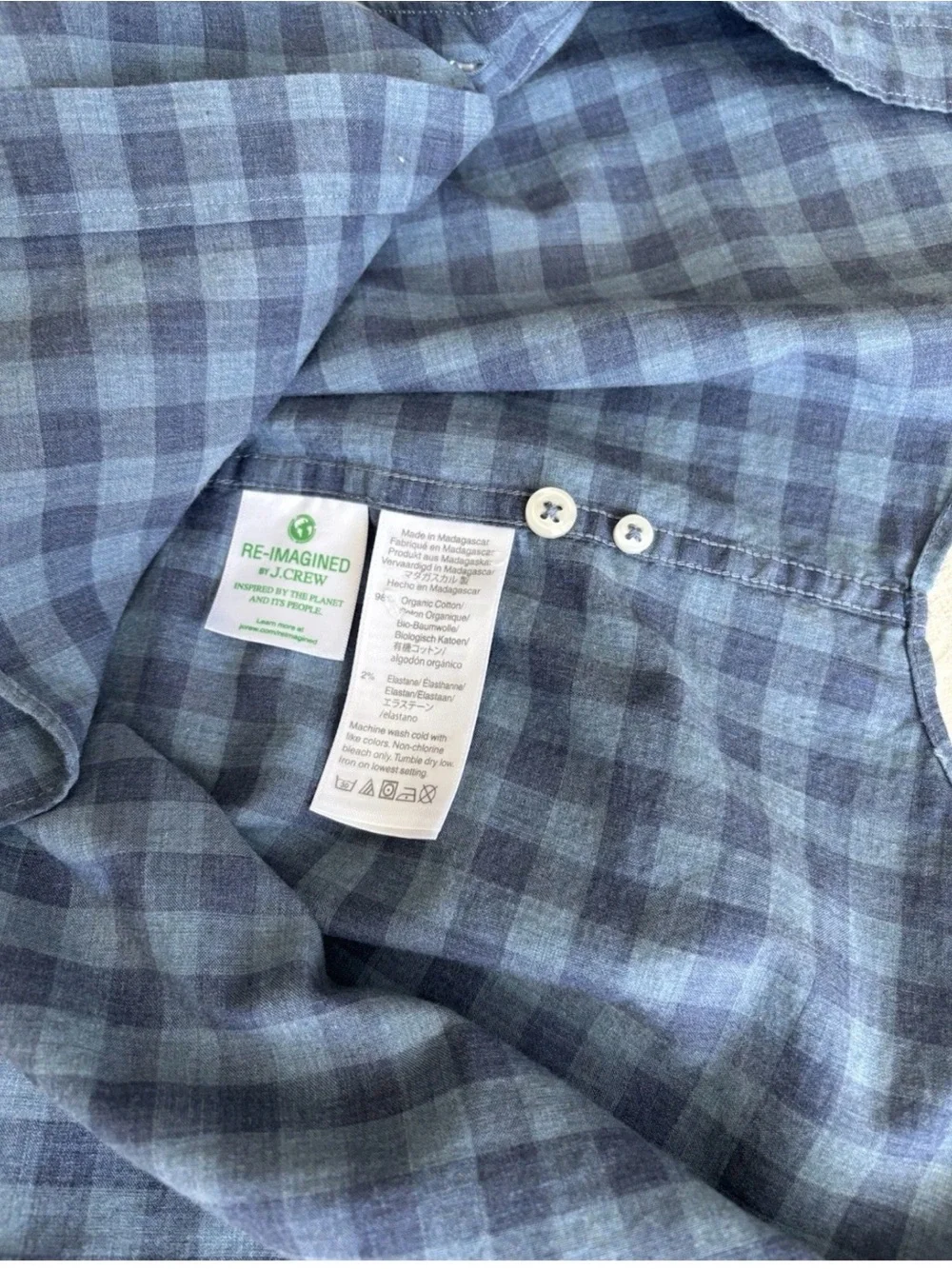 J. Crew Men's Button-Down Checked Shirt - Red and Blue Plaid Organic Cotton
